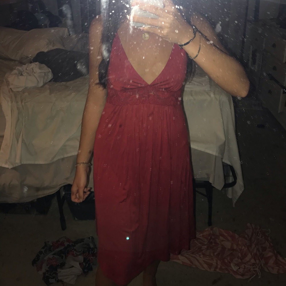 Cotton red midi dress